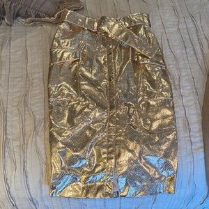 House of CB Shimmering Gold Pencil Skirt